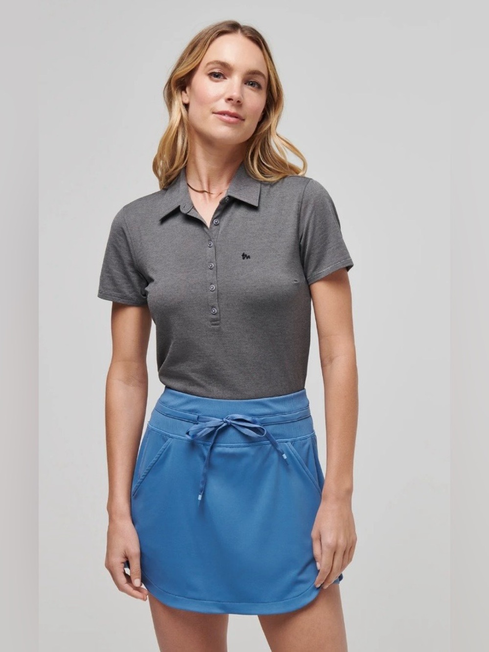 TRAVIS MATHEW SIZE XL~ LIGHTWEIGHT ACTIVE POLO SHIRT BUTTON UP TOP HEATHER BLACK